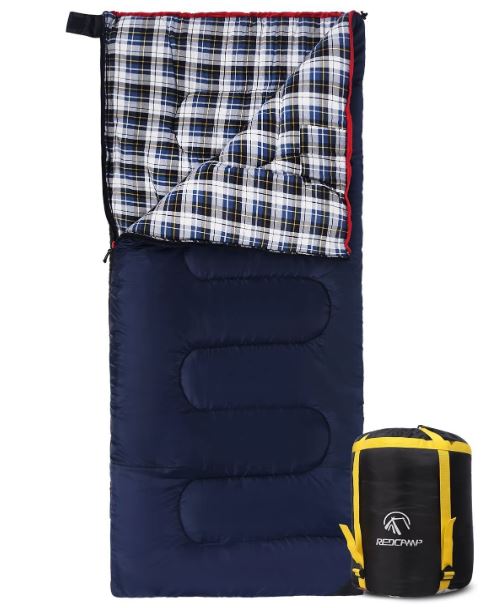 REDCAMP Cotton Flannel Sleeping Bag for Camping 50F/10C