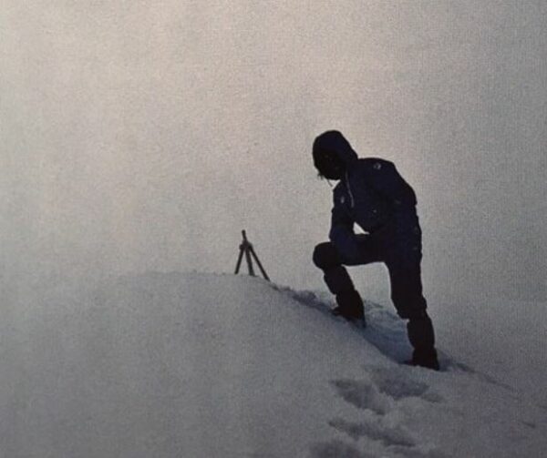 Reinhold Messner on the summit of Mount Everest.