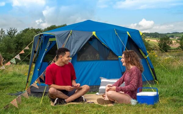 The tent is not very tall.