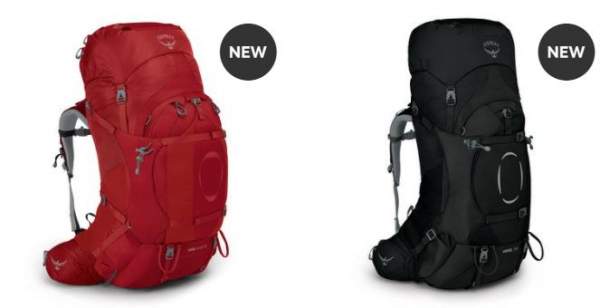 Osprey Ariel Plus 70 and Osprey Ariel 55 packs.