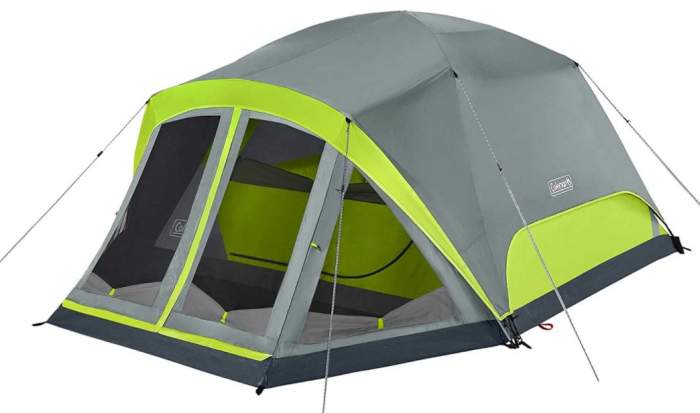 Coleman dome tent with screen clearance room