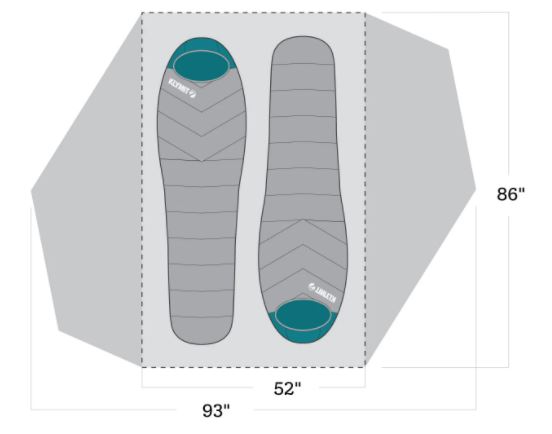 This is the floor plan of the Cross Canyon 2-person tent.