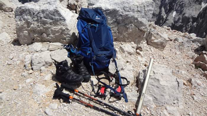 My equipment used on Spik mountain in Slovenian Alps.