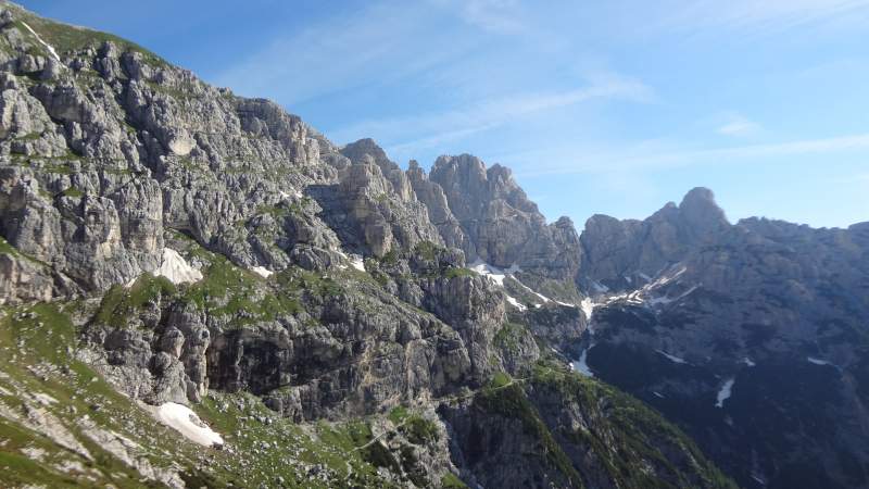 The upper part of the route from Sella Nevea pass.