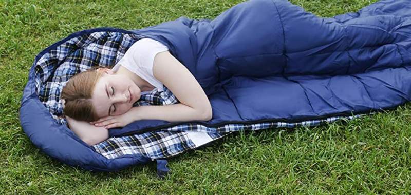 Cotton Flannel Sleeping bag for Camping 50F/10C 3-season with stuff sack 