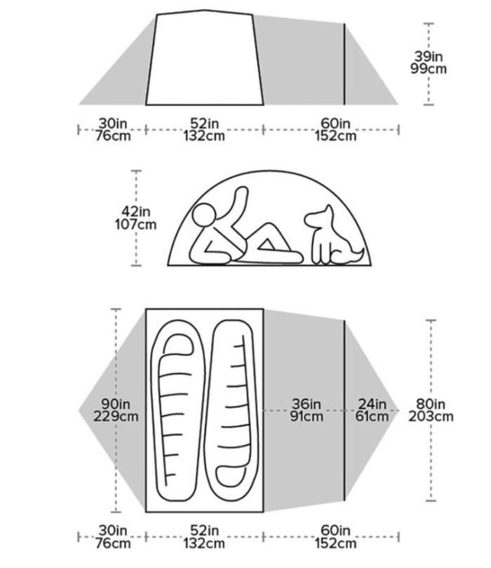 Big Agnes Blacktail Hotel 2 tent floor plan.