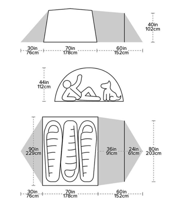 Big Agnes Blacktail Hotel 3 tent floor plan.