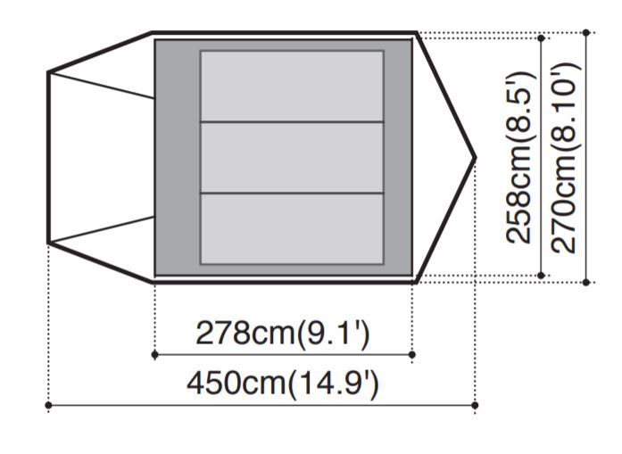 The floor plan and the dimensions.