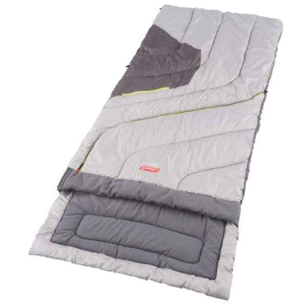 Rectangular sleeping bag.