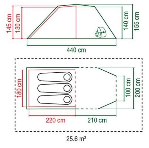 The floor plan and some dimensions.