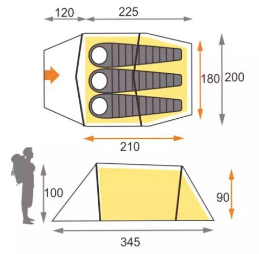 The floor plan and some dimensions.