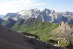 Pass Pordoi in Dolomites Italy