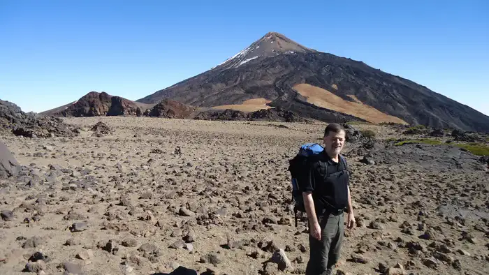 Me on the summit of Pico Viejo, Teide in the background.
