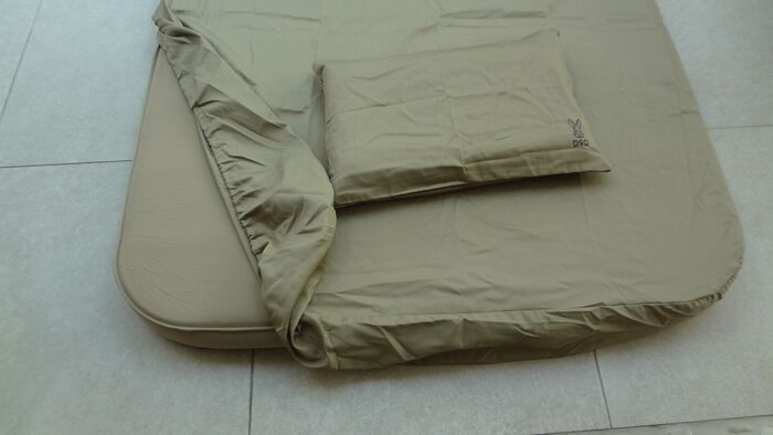 The pad with the cover and the pillow.