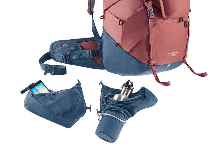 Removable hip belt pockets in Deuter packs.