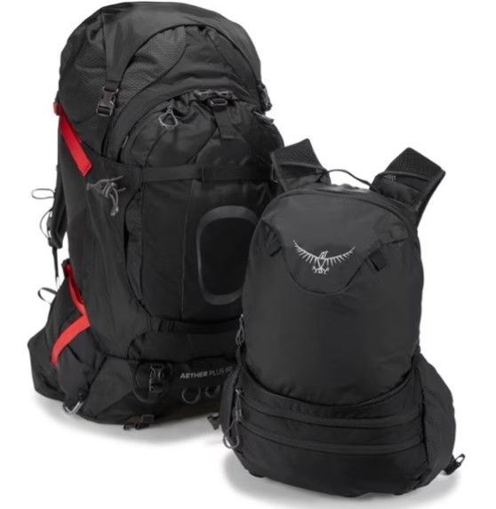 Osprey Aether Plus pack with a detached lid used as a day pack.