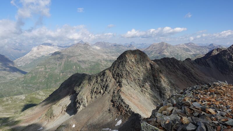 Punta Orsera and the saddle between two peaks. The view is from the summit of Pizzo Orsera.