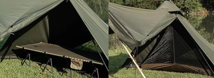 View with a cot and with the inner tent.