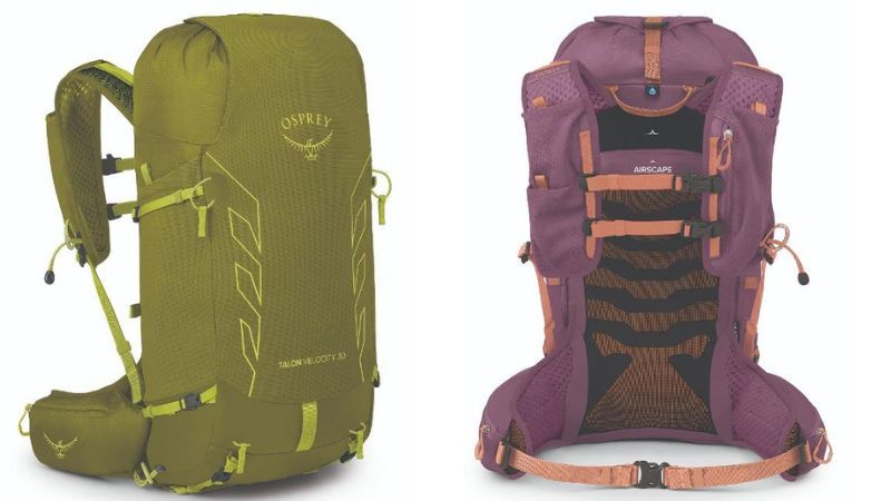 New Osprey Talon & Tempest Velocity Packs front and back view.