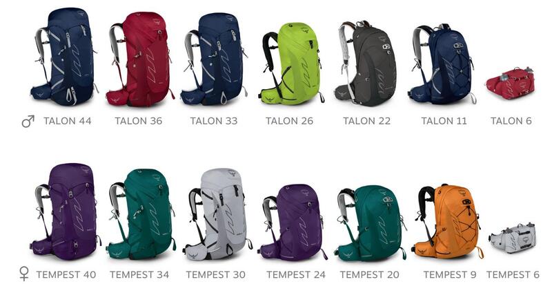 All Osprey Talon and Tempest standard packs.