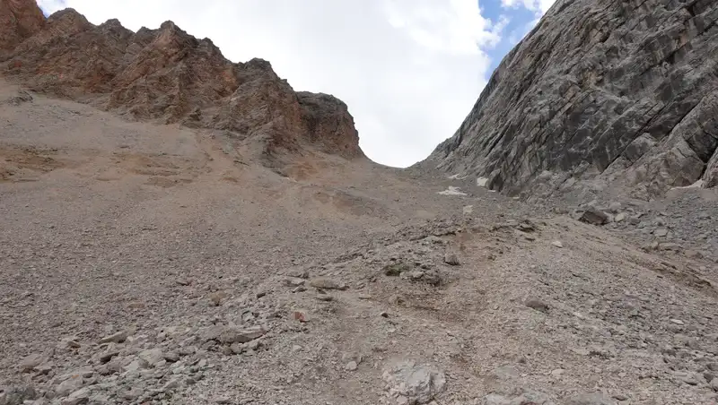 The hard part below the Passo di Sant Antonio.