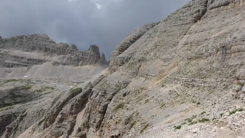 View back over the route, view towards Forcella dei Campanili.