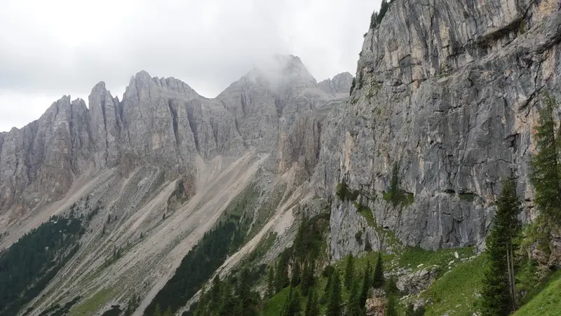 High and steep cliffs.