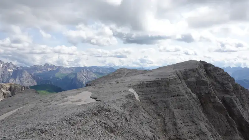 Piz Selva as seen from Piz Miara. On the right is Piz Gralba.