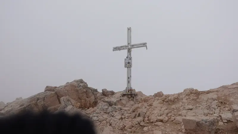 The summit cross and zero views.