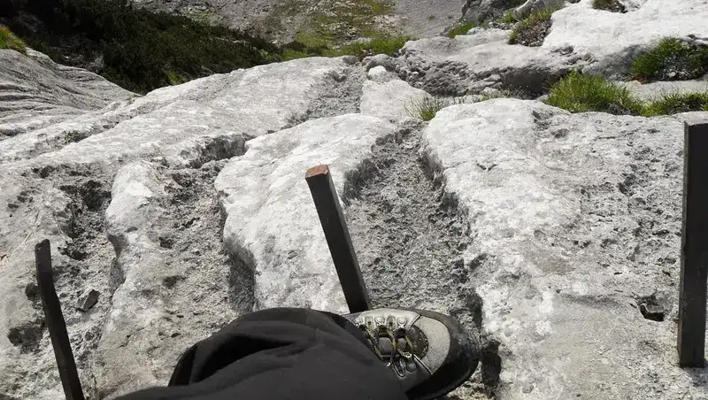 Pitons on Zugspitze ferrata.