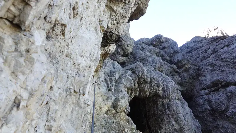 Ferrata cable and caves.