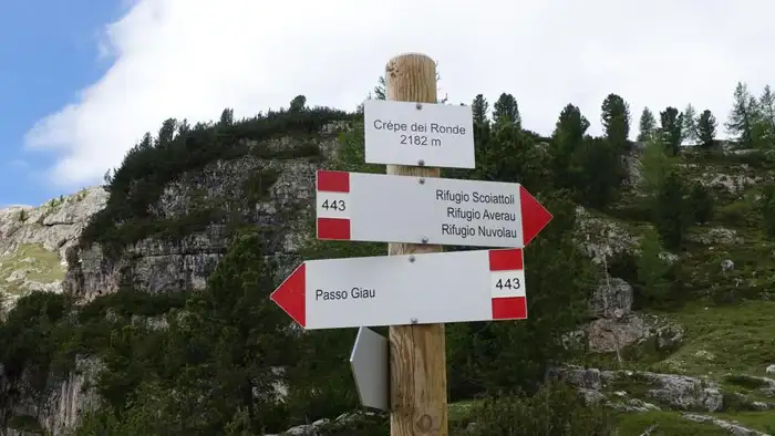 Information tables at Cinque Torri hut.