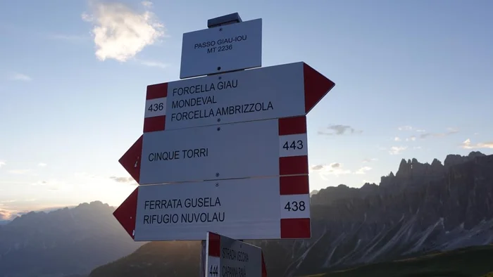 Information tables at Passo Giau.