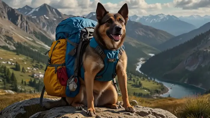 A dog backpacker.