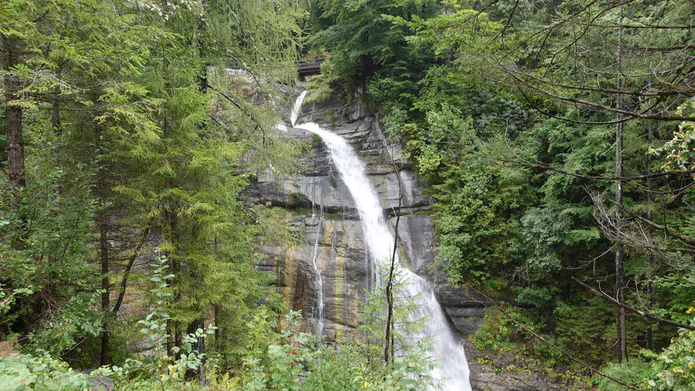 Several waterfalls cascading one above another.